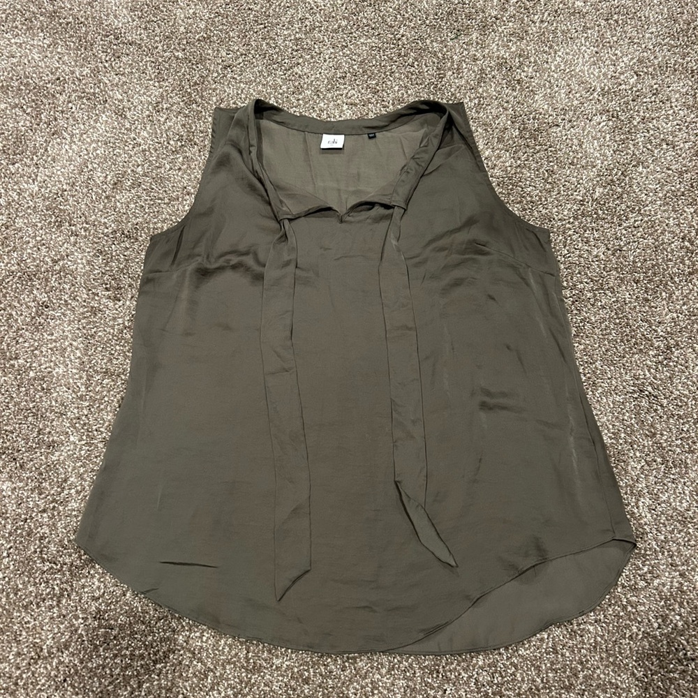 CAbi Olive Green Sleeveless Blouse